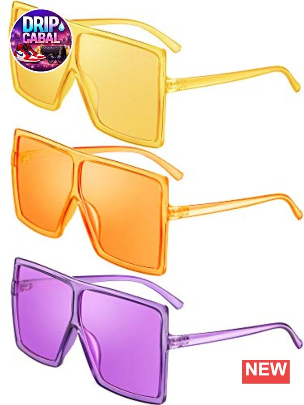 3 Pack Oversized Square Sunglasses Fashion Shades Flat Top Retro Shades